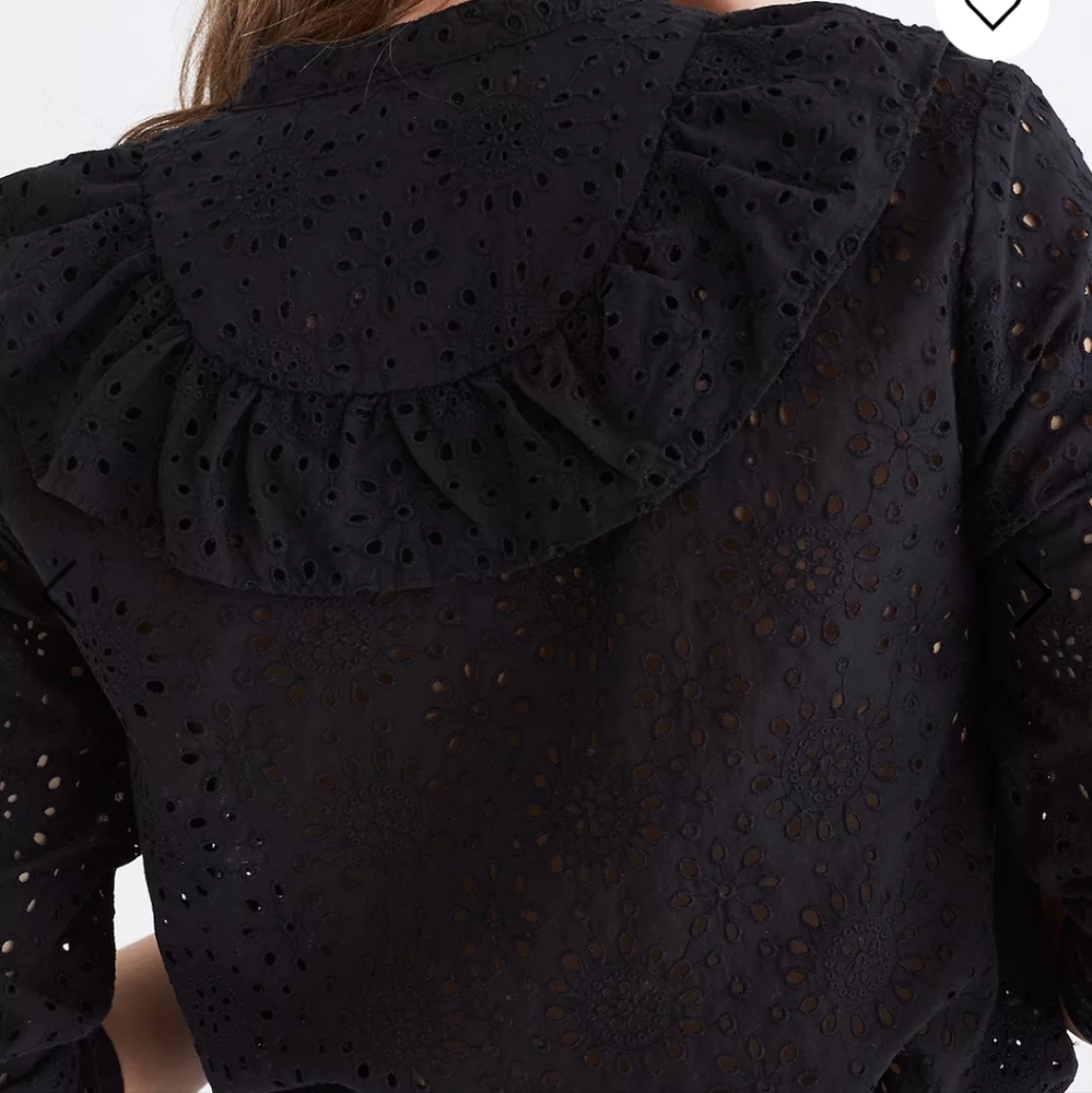 Madewell Eyelet Ruffle Front Blouse Size Medium - Picture 4 of 11